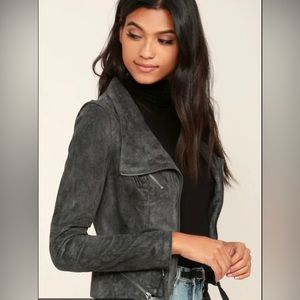 Lulu’s Ready For Anything Charcoal Suede Moto Jacket
